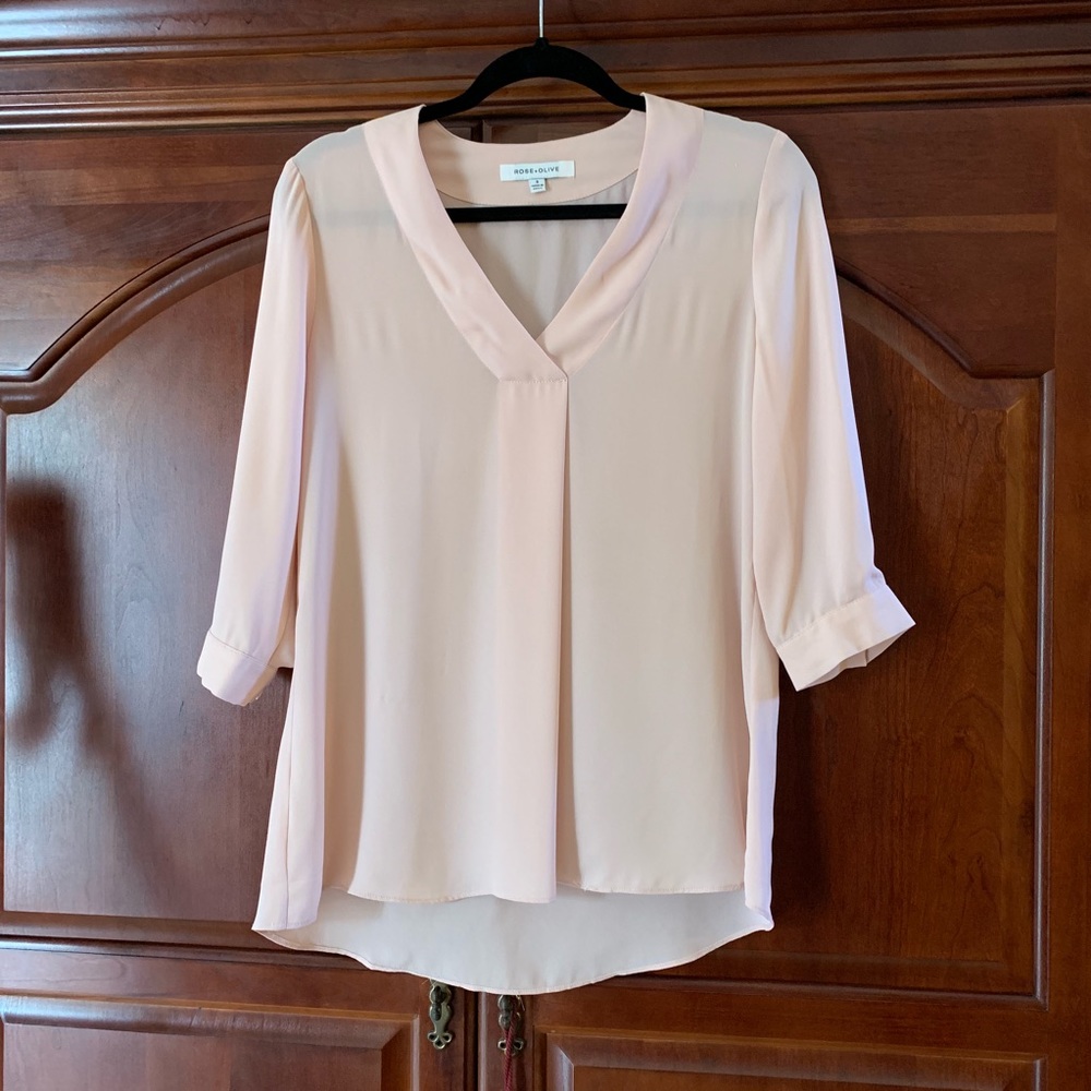 Rose + Olive Pink Top